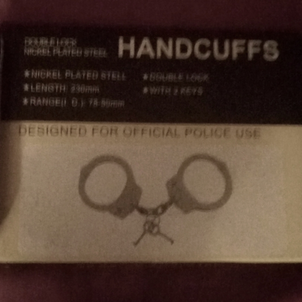 2 pair of double lock nickel plated steel police issued handcuffs with 2 keys